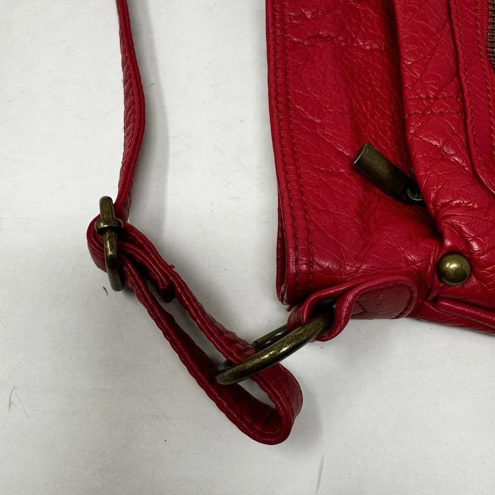 Ampere Creations Willa Red Crossbody Soft Vegan Leather Bag Zip Closure